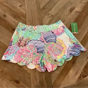 Lilly Pulitzer Dahlia Shorts Roar of the Seas Scalloped Hem Size S NWT‎